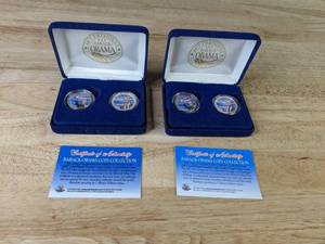 Two Sets of Barack Obama Commemorative Coins  Q