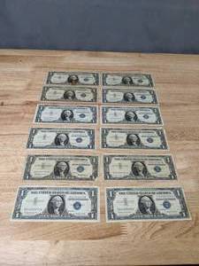 (1) 1935 (11) 1957 Silver Certificate One Dollar Bills  Q