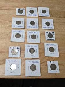 Collection of Liberty Head V Nickels 1899 1901 1904 1907-1912  Q