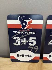 Set of 3 JJ Watt Autographed Math Education Cards NFL Houston Texans Football T