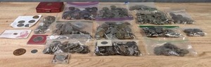 Large Lot of Foreign Currency with Uncirculated 1973 Canadian Coin Set  Q
