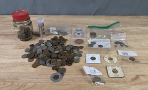 Antique and Vintage Coins 1880 Indian Head Penny, 1936 Buffalo Nickel, Novelty Nixon Pennies, and Many More  Q