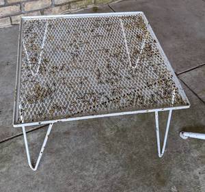 lot 56 image: Pair of Painted Metal Patio Tables