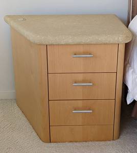 lot 9 image: Pair of Contemporary Limestone Topped Nightstands