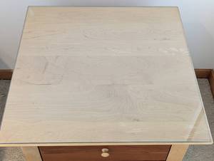 lot 65 image: Glass Topped Wood Nightstand