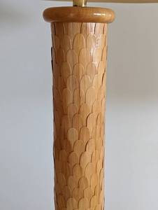 lot 68 image: Cool Vintage Scalloped Wood Floor Lamp