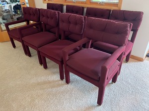 lot 75 image: Set of Eight Vintage Upholstered Dining Chairs