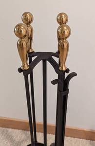 lot 145 image: Pair of Metal Fireplace Tool Sets