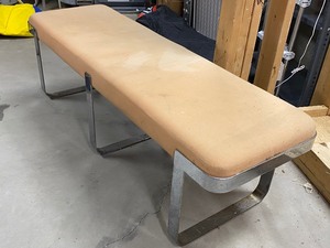 lot 33 image: Contemporary Style Upholstered Bench with Chrome Base