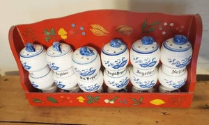 lot 79 image: Vintage Blue And White Spice Shakers