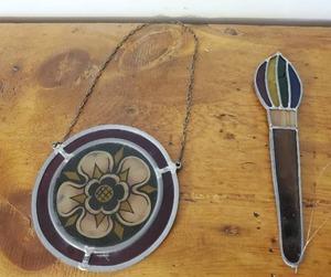 lot 103 image: Two Vintage Stain glass Wall-Hangings