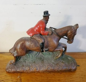 lot 169 image: Old Hand carved Wood Equestrian Horse Figurine