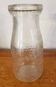 lot 200 image: Antique Milk Half Pint Bottle Glass