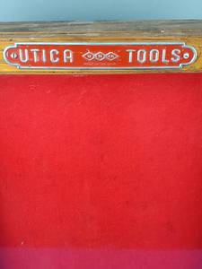 lot 11 image: Vintage Utica Tools Wooden Display Case