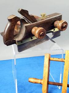 lot 24 image: 1868-1894 Antique Woodworking Planer and All Wooden Clamp
