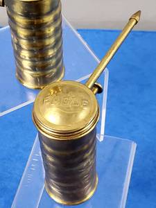 lot 19 image: (2) Vintage Brass Oil Cans