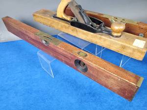 lot 89 image: (2) Vintage Wooden Levels & Planer