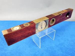 lot 171 image: Vintage Brass Edged The American Combined Level & Grade Finder & Compass Railroad Wooden Level