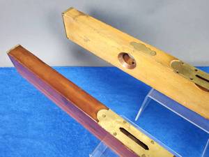 lot 199 image: (2) Vintage brass Ends Woodworking Wooden Levels