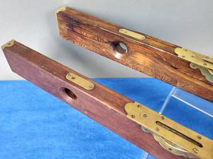 lot 253 image: (2) Vintage Brass End Wooden Levels