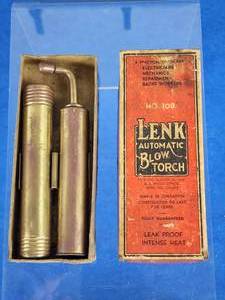lot 309 image: Antique Lenk Automatic Blow Torch No.108 with Original Box