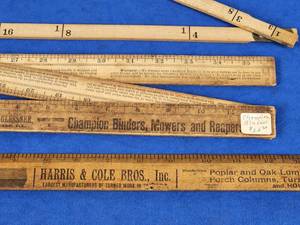 lot 353 image: Assorted Vintage Advertising Rulers and Levels