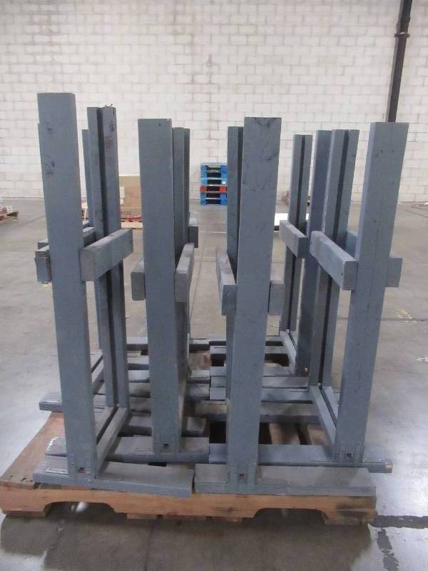 lot 206 image: Pallet of Wood Flooring Display Racks - Used for interlocking flooring display and retail signage. Approximately 18 x 22 x 43 Tall.
