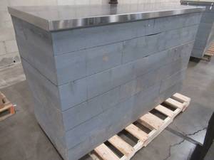 lot 242 image: Large Wooden Island With Stainless Steel Top (60 x 24 x 36Tall) - Used in retail store.