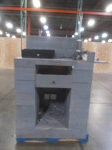 lot 252 image: RETAIL CASH REGISTER CHECKOUT ISLAND, Approximately 36 x 25 x 52 12 Tall, 39 12 Work Top. With cash drawer and power hook up - Used in retail store.