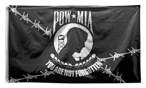 lot 6 image: 3 x 5 POW MIA Barb Wire Flag