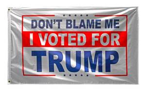 lot 1 image: 3 x 5 45th President Donald Trump Dont Blame Me I Voted For Trump Flag - Red, White, and Blue