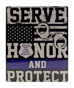 lot 20 image: Blue Line Serve Honor Protect Police Force Tin Metal Wall Sign