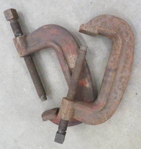 lot 24 image: 2 HUGE JM WILLIAMS DROP FORGED C CLAMPS.