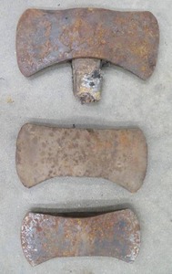 lot 28 image: 3 VINTAGE AX HEADS
