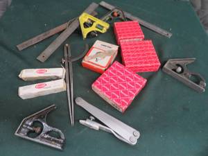 lot 65 image: MISC BOX OF GAUGES, RULERS. ETC