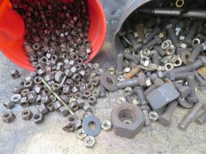 lot 200 image: 2 CANS OF NUTS, BOLTS, ETC
