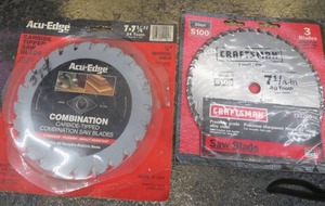 lot 214 image: 3 NEW COMBINATION CARBIDE- TIPPED SAW BLADES & 3 CRAFTSMAN STEEL SAW BLADES
