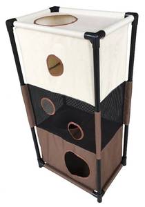 lot 64 image: Pet Life Kitty-Square Obstacle Soft Folding Sturdy Collapsible Travel Pet Cat House,&nbspBlack White