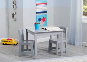 lot 144 image: Delta My Size Kids Wood Table and 2 Chairs Set, Gray