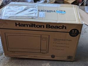 lot 230 image: Hamilton Beach 1.1 Cu. Ft. 1000-Watt Countertop Microwave Oven with Stainless Steel Front