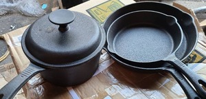 lot 104 image: 8-Pc. Pre-Seasoned Cast Iron Cookware Set