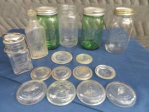 lot 80 image: MASON JARS & BOTTLE