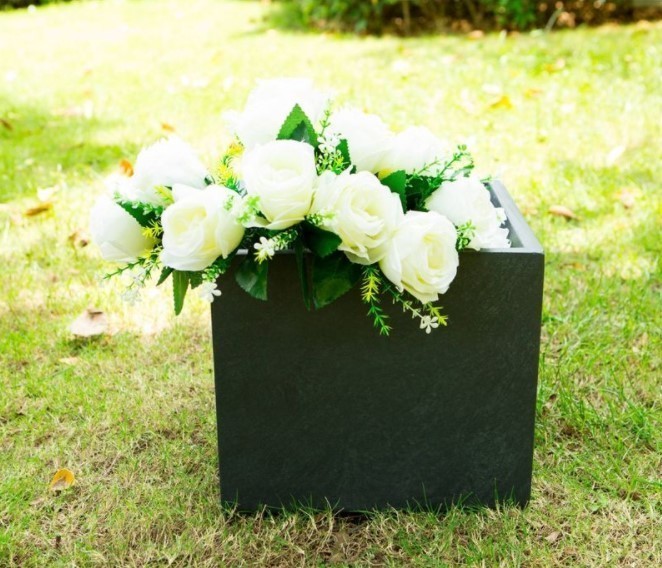 lot 750 image: Kante Lightweight Modern Outdoor Concrete Finish Square Planter Charcoal Black - Rosemead Home & Garden, Inc.