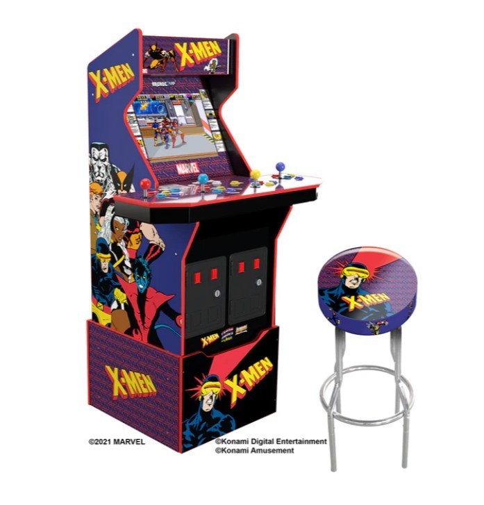 lot 608 image: Arcade 1Up X-Men 4 Player Arcade Machine with Riser & Stool - 3 Games