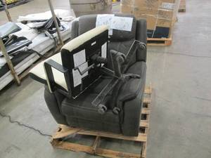 lot 630 image: Lot of 2 Chairs - Leather Rocking Chairs and Office Chair