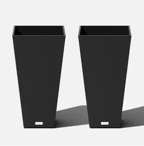lot 662 image: Veradek Midland 26 in. Black Plastic Tall Square Planter - NEW