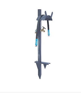 lot 686 image: Aqua Joe SJ-SHSBB3LIH Garden Hose Stand with Brass Faucet w 3ft Lead in Hose