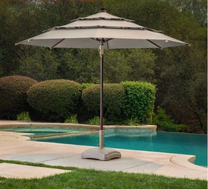 lot 688 image: Sunbrella ProShade 11 Solar LED Aluminum Umbrella with Tilt -Cast Shale - Issue