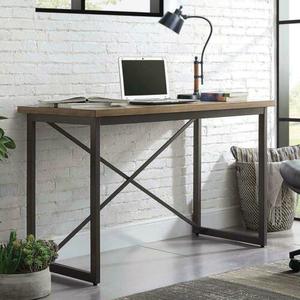 lot 689 image: NEW Bennett Brown Writing Desk Sturdy, industrial-style metal frame