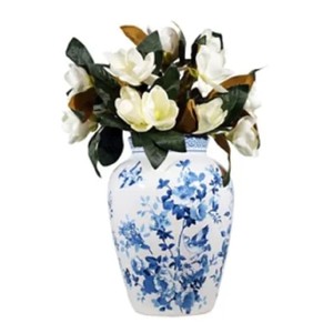 lot 697 image: MEMBERS MARK Decorative Ceramic 19.5 Inch Vase In WhiteBlue Floral